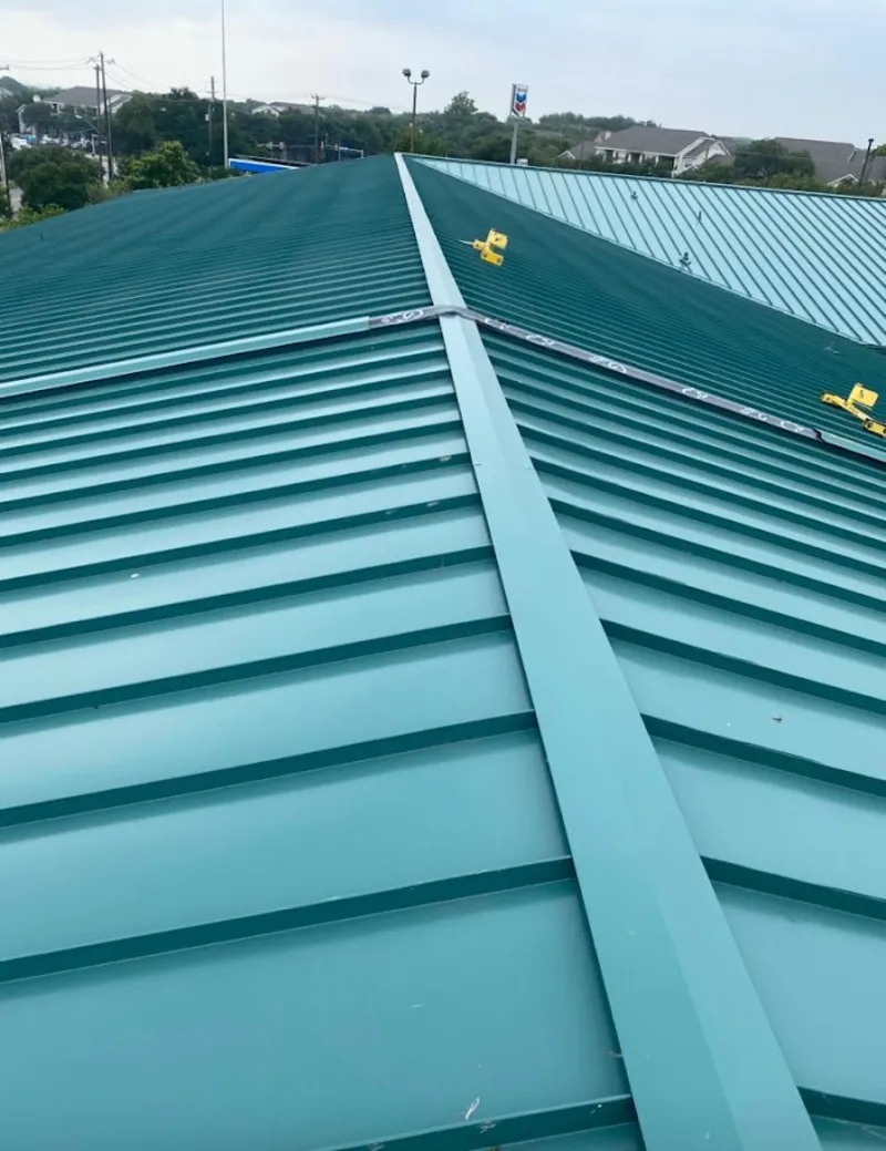 Green commercial metal roof ridge and valley for Metal Roof Repair in Sudley